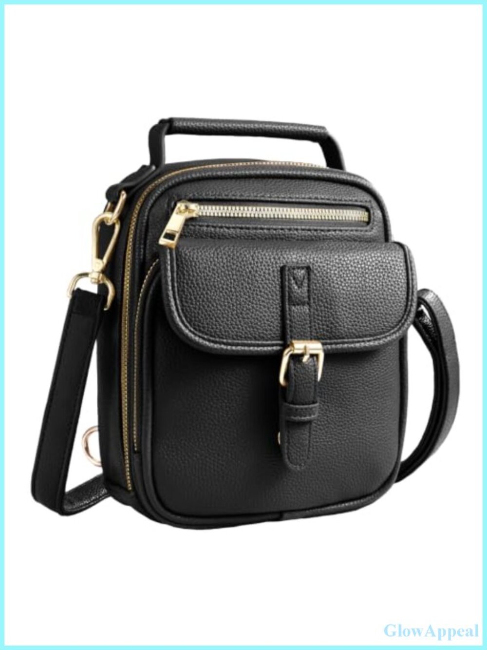 Vegan Leather Crossbody Bag 2 Straps Small Messenger Anti Theft RFID Vintage